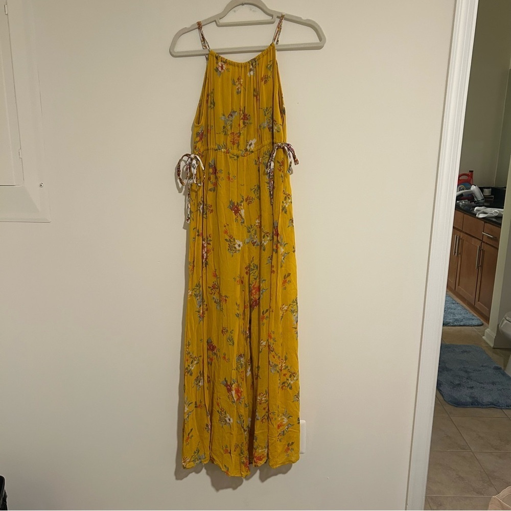 Free People Georgia Wide Leg Jumpsuit Gold Combo - Picture 3 of 11